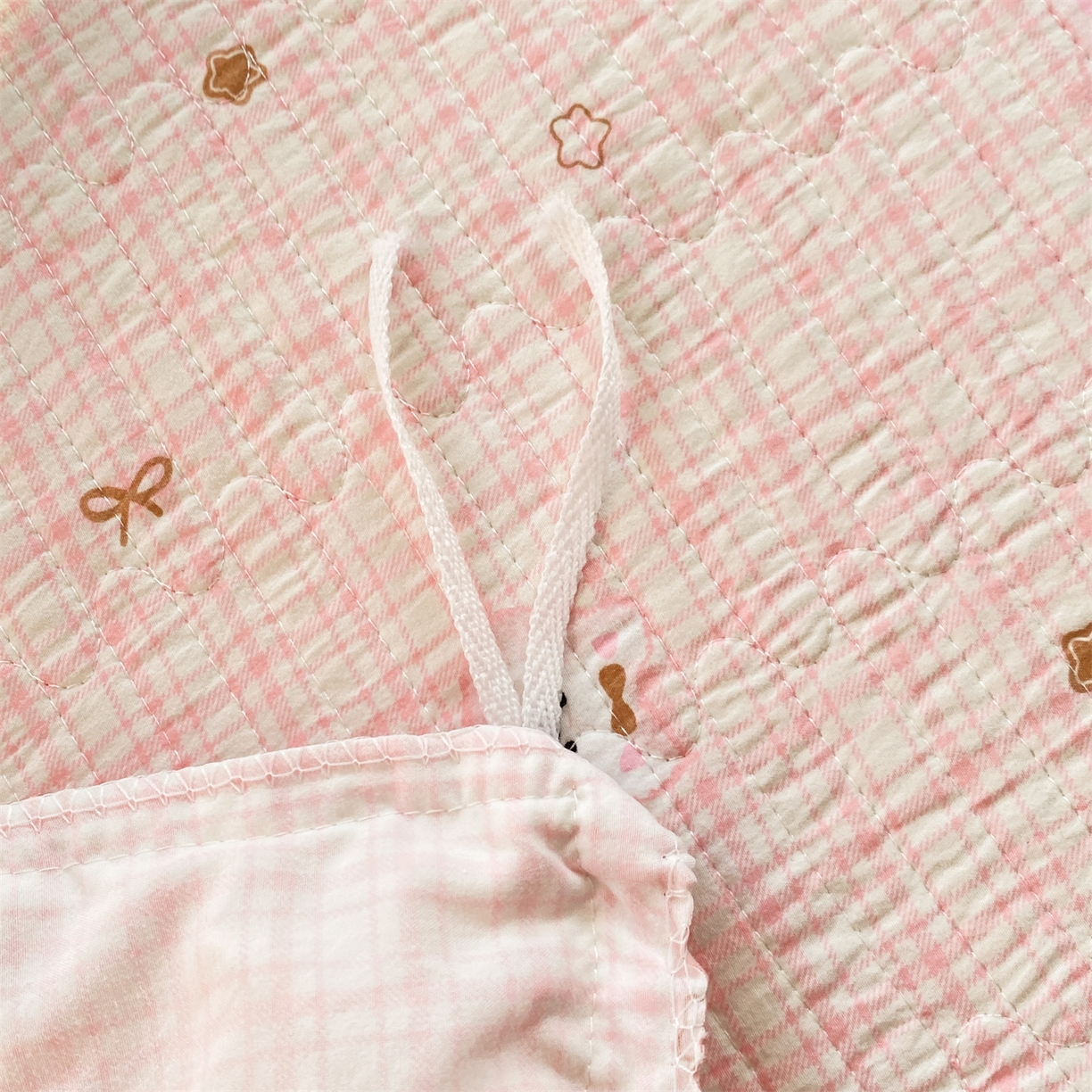 91家纺网 家纺一手货源 找家纺 优贝家纺 2026春夏新款韩系小清新水洗棉古法棉夹棉床盖四件套-风格一 星星萌宠