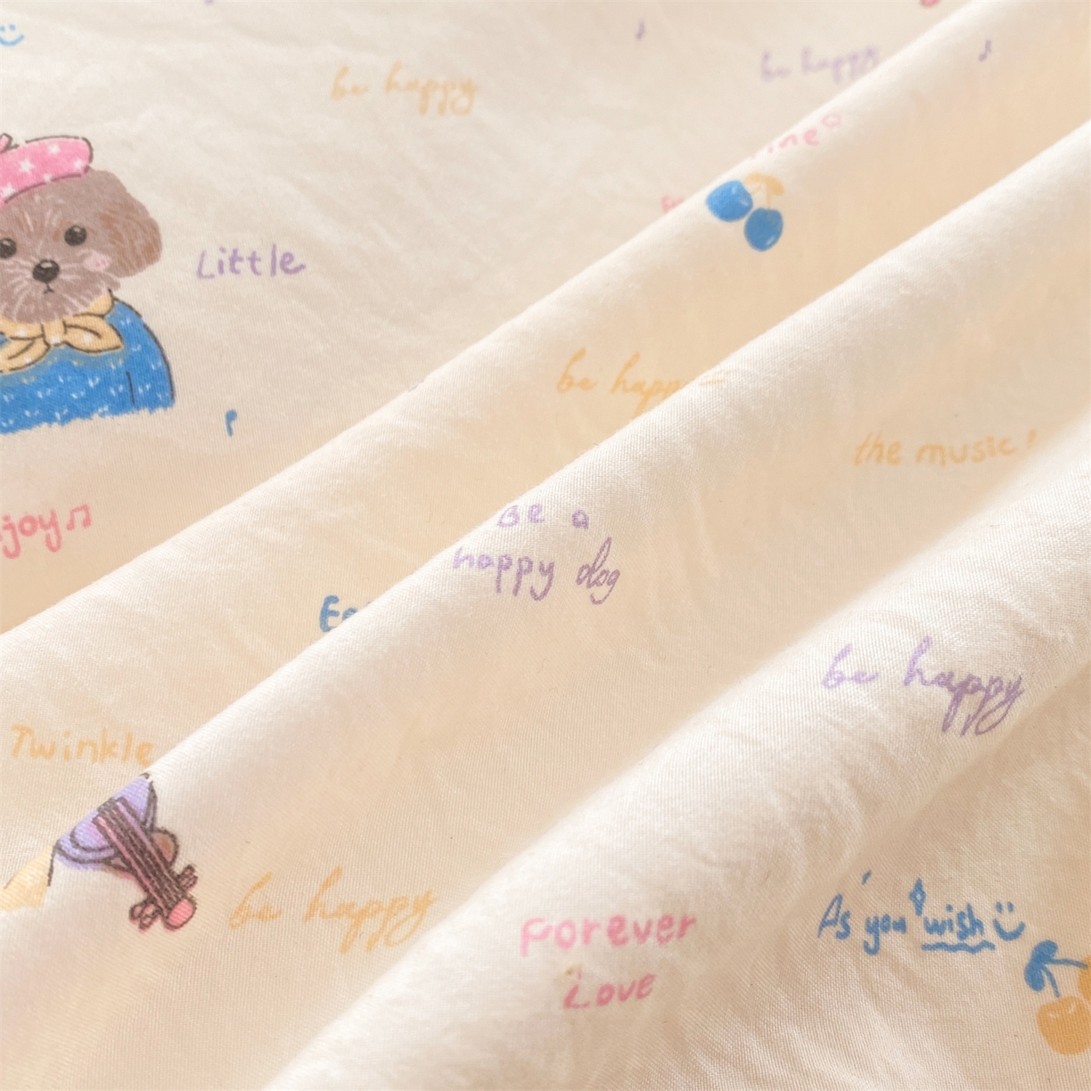 91家纺网 家纺一手货源 找家纺 （总）优贝家纺 2026春夏新款韩系小清新水洗棉古法棉夹棉床盖四件套-风格二