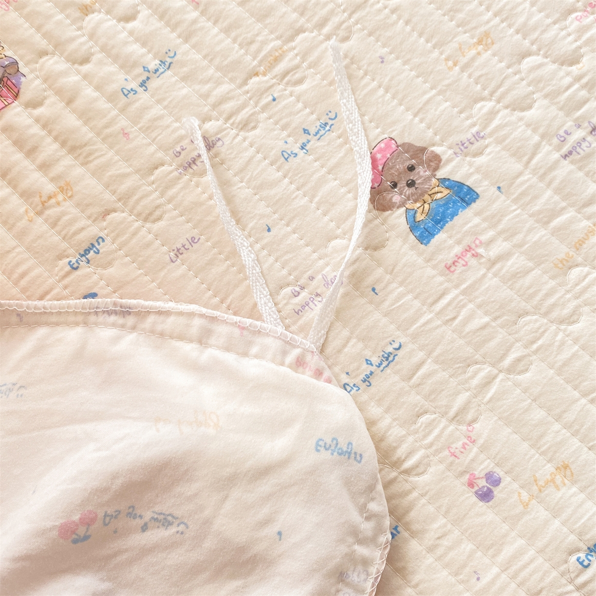 91家纺网 家纺一手货源 找家纺 （总）优贝家纺 2026春夏新款韩系小清新水洗棉古法棉夹棉床盖四件套-风格二