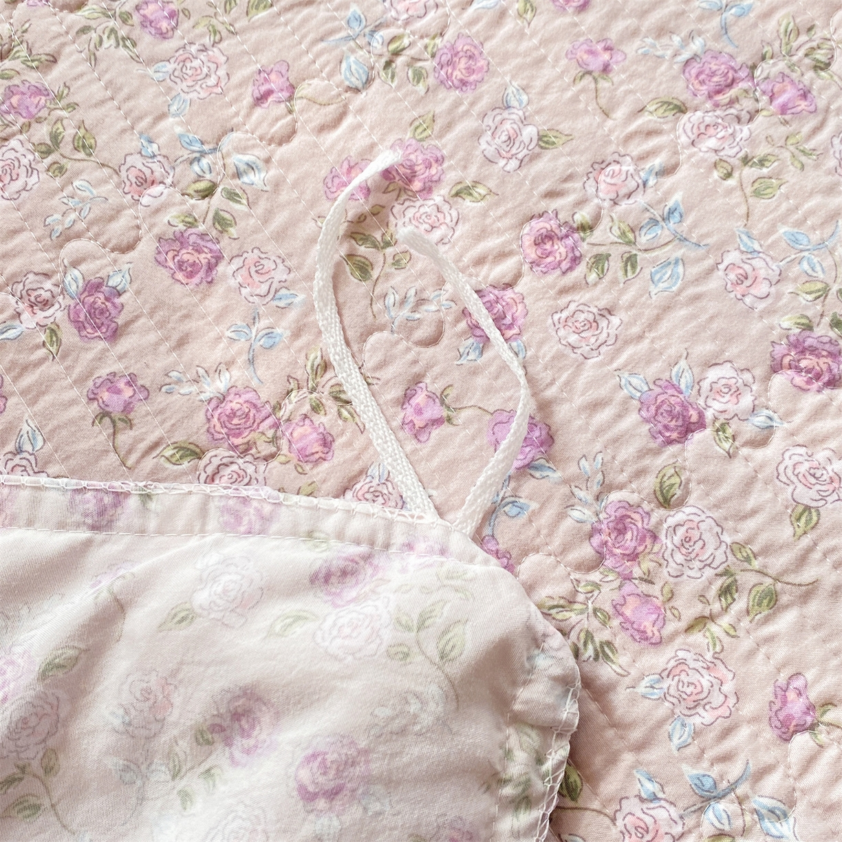 91家纺网 家纺一手货源 找家纺 优贝家纺 2026春夏新款韩系小清新水洗棉古法棉夹棉床盖四件套-风格二 芋雾花眠