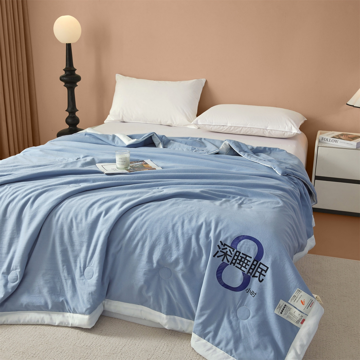 91家纺网 家纺一手货源 找家纺 招财星 2026新款国标A类8小时睡眠大豆纤维手包边夏凉被夏被空调被子被芯【含质检报告买家秀】 深睡眠-宾利蓝