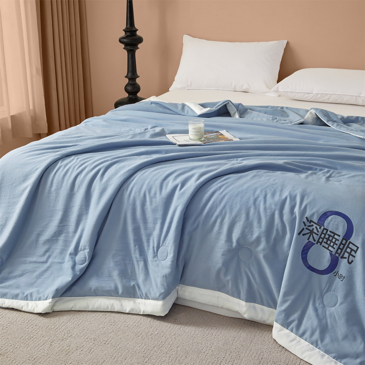 91家纺网 家纺一手货源 找家纺 招财星 2026新款国标A类8小时睡眠大豆纤维手包边夏凉被夏被空调被子被芯【含质检报告买家秀】 深睡眠-宾利蓝