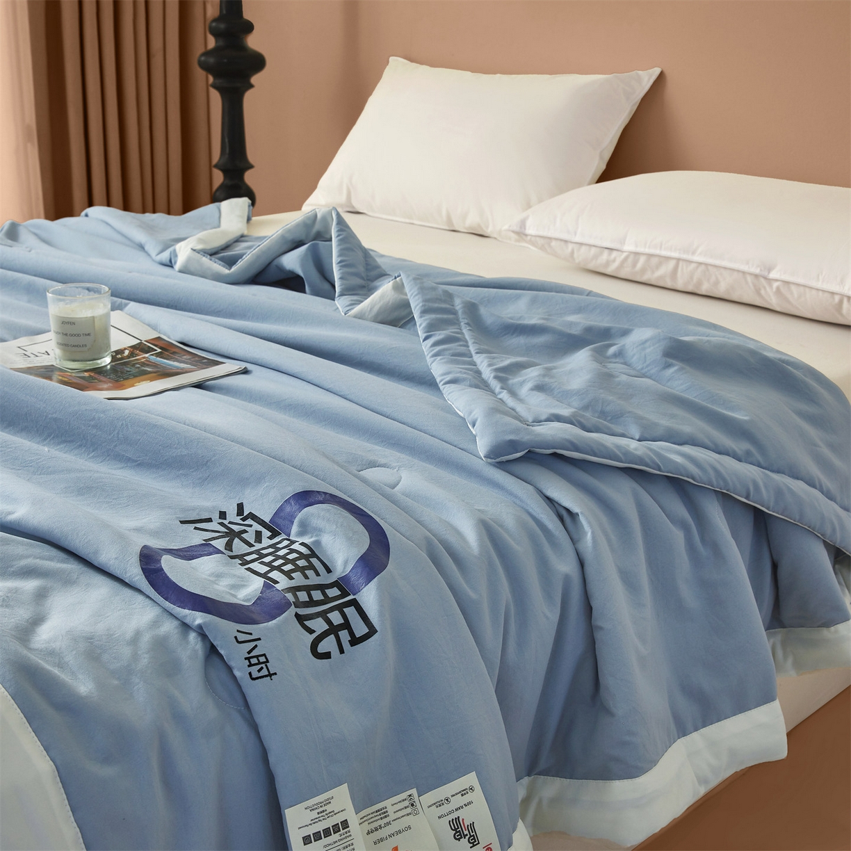 91家纺网 家纺一手货源 找家纺 招财星 2026新款国标A类8小时睡眠大豆纤维手包边夏凉被夏被空调被子被芯【含质检报告买家秀】 深睡眠-宾利蓝