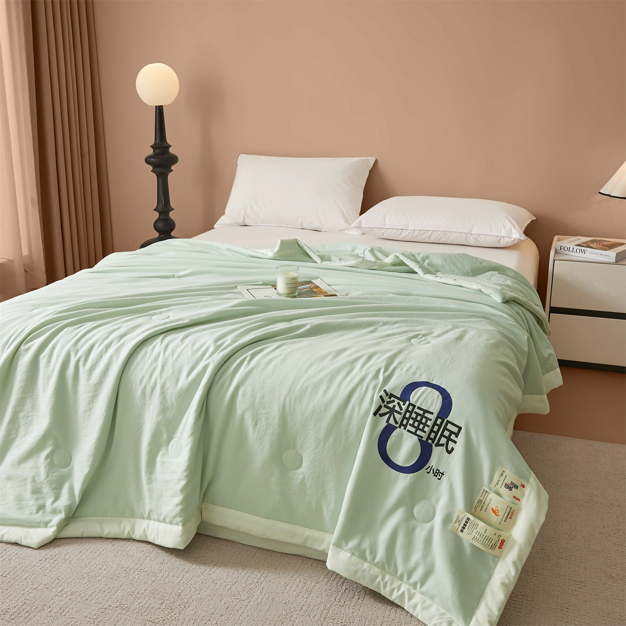 91家纺网 家纺一手货源 找家纺 招财星 2026新款国标A类8小时睡眠大豆纤维手包边夏凉被夏被空调被子被芯【含质检报告买家秀】 深睡眠-草绿