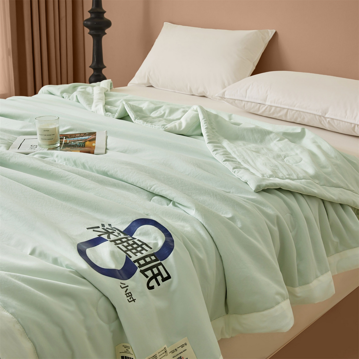 91家纺网 家纺一手货源 找家纺 招财星 2026新款国标A类8小时睡眠大豆纤维手包边夏凉被夏被空调被子被芯【含质检报告买家秀】 深睡眠-草绿
