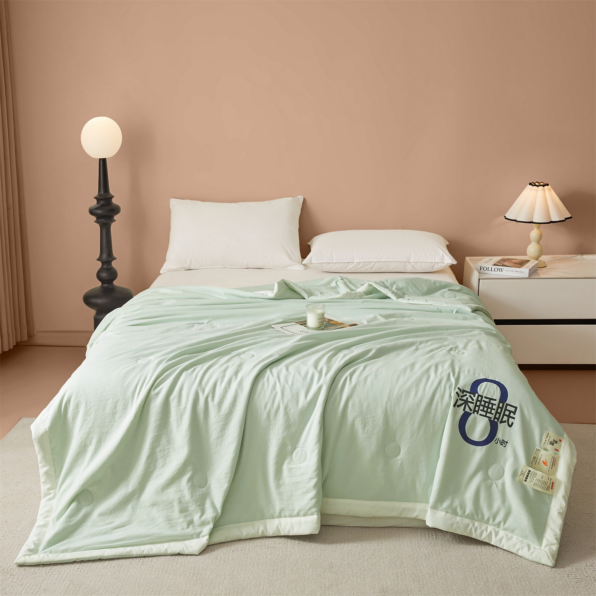 91家纺网 家纺一手货源 找家纺 招财星 2026新款国标A类8小时睡眠大豆纤维手包边夏凉被夏被空调被子被芯【含质检报告买家秀】 深睡眠-草绿