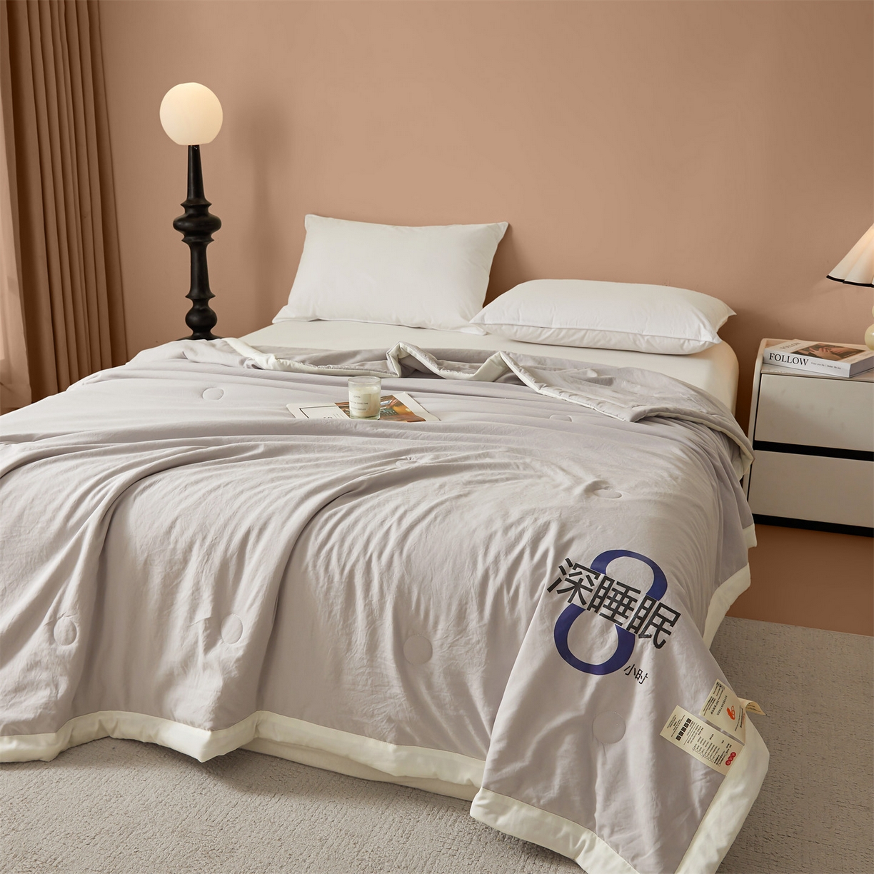 91家纺网 家纺一手货源 找家纺 招财星 2026新款国标A类8小时睡眠大豆纤维手包边夏凉被夏被空调被子被芯【含质检报告买家秀】 深睡眠-岩石灰