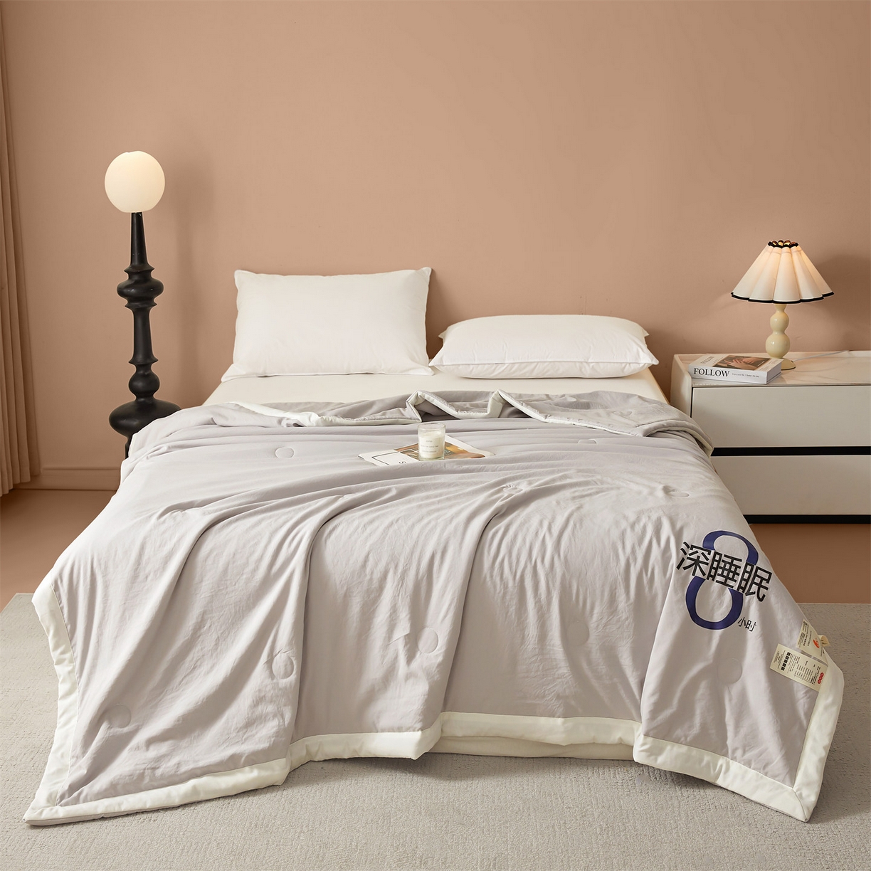 91家纺网 家纺一手货源 找家纺 招财星 2026新款国标A类8小时睡眠大豆纤维手包边夏凉被夏被空调被子被芯【含质检报告买家秀】 深睡眠-岩石灰