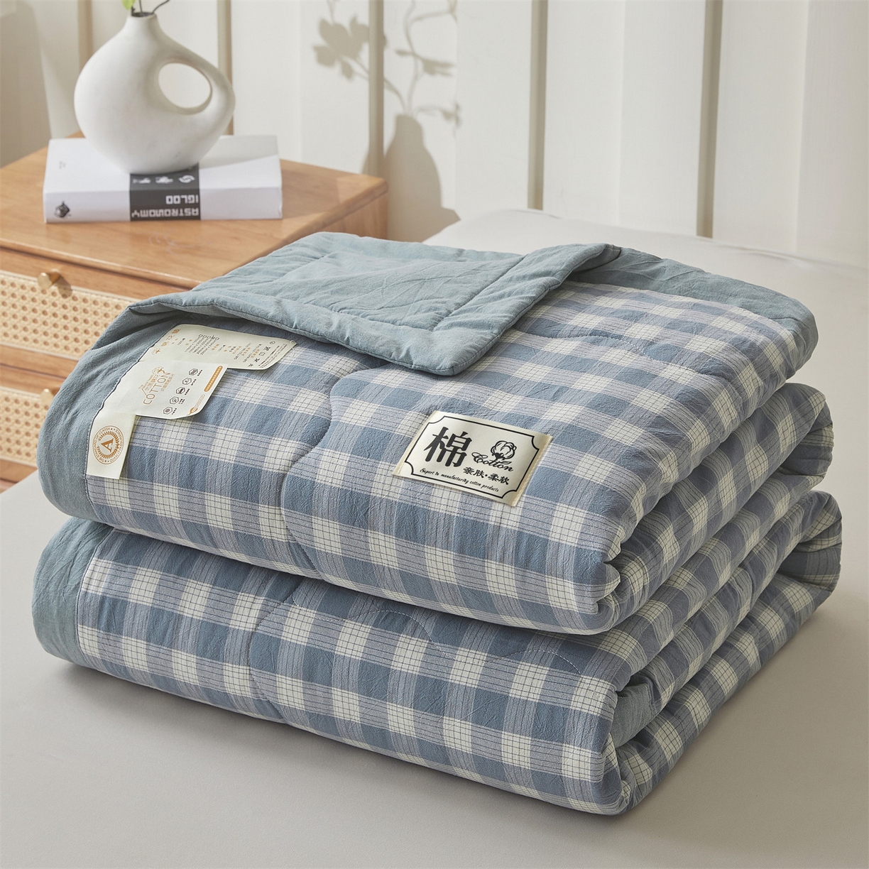 91家纺网 家纺一手货源 找家纺 （总）招财星 2026新款国标无印风纯色100%新疆棉夏被夏凉被空调被棉花夏被棉花被子被芯爆款（含质检报告买家秀包检测）