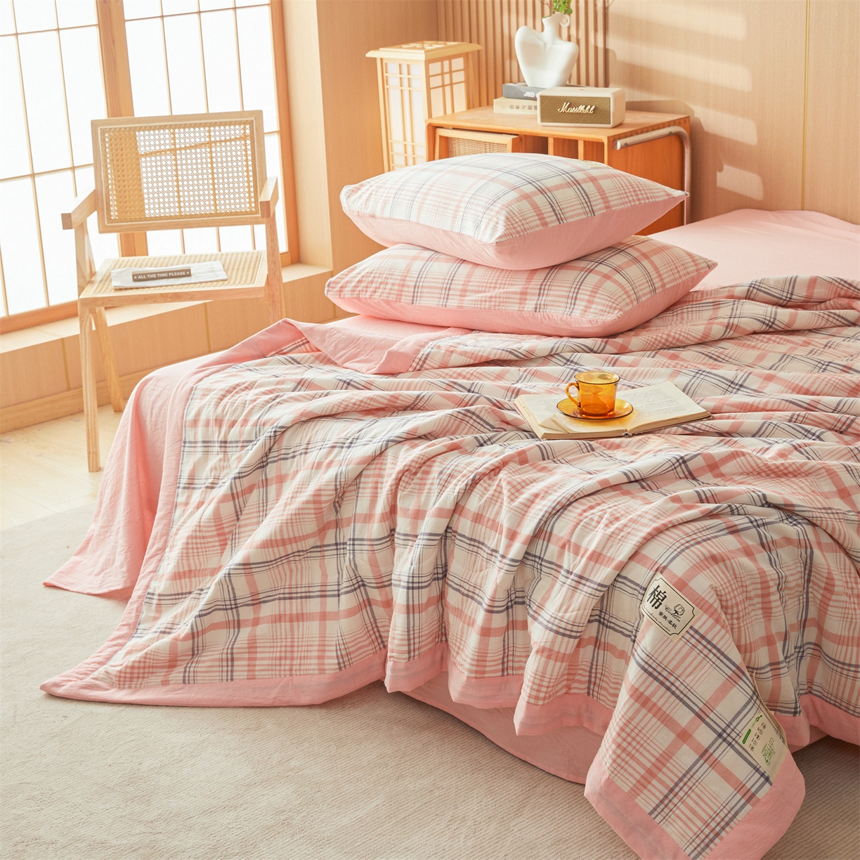 91家纺网 家纺一手货源 找家纺 招财星 2026新款国标无印风纯色100%新疆棉夏被夏凉被空调被棉花夏被棉花被子被芯爆款（含质检报告买家秀包检测） 格韵粉