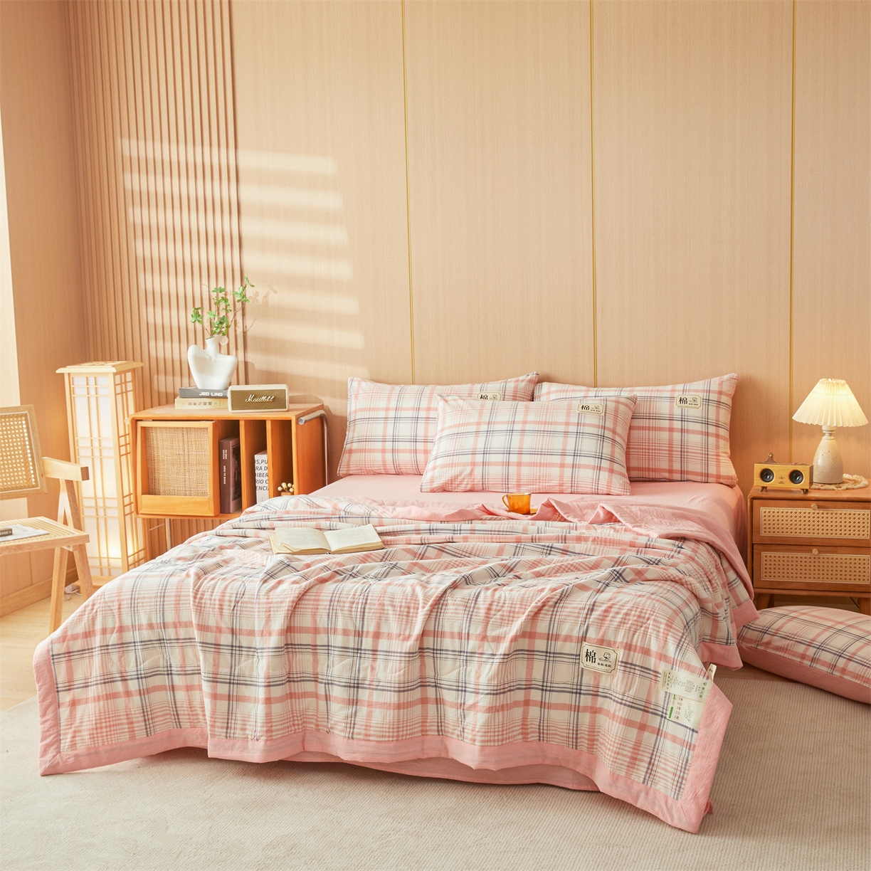 91家纺网 家纺一手货源 找家纺 招财星 2026新款国标无印风纯色100%新疆棉夏被夏凉被空调被棉花夏被棉花被子被芯爆款（含质检报告买家秀包检测） 格韵粉