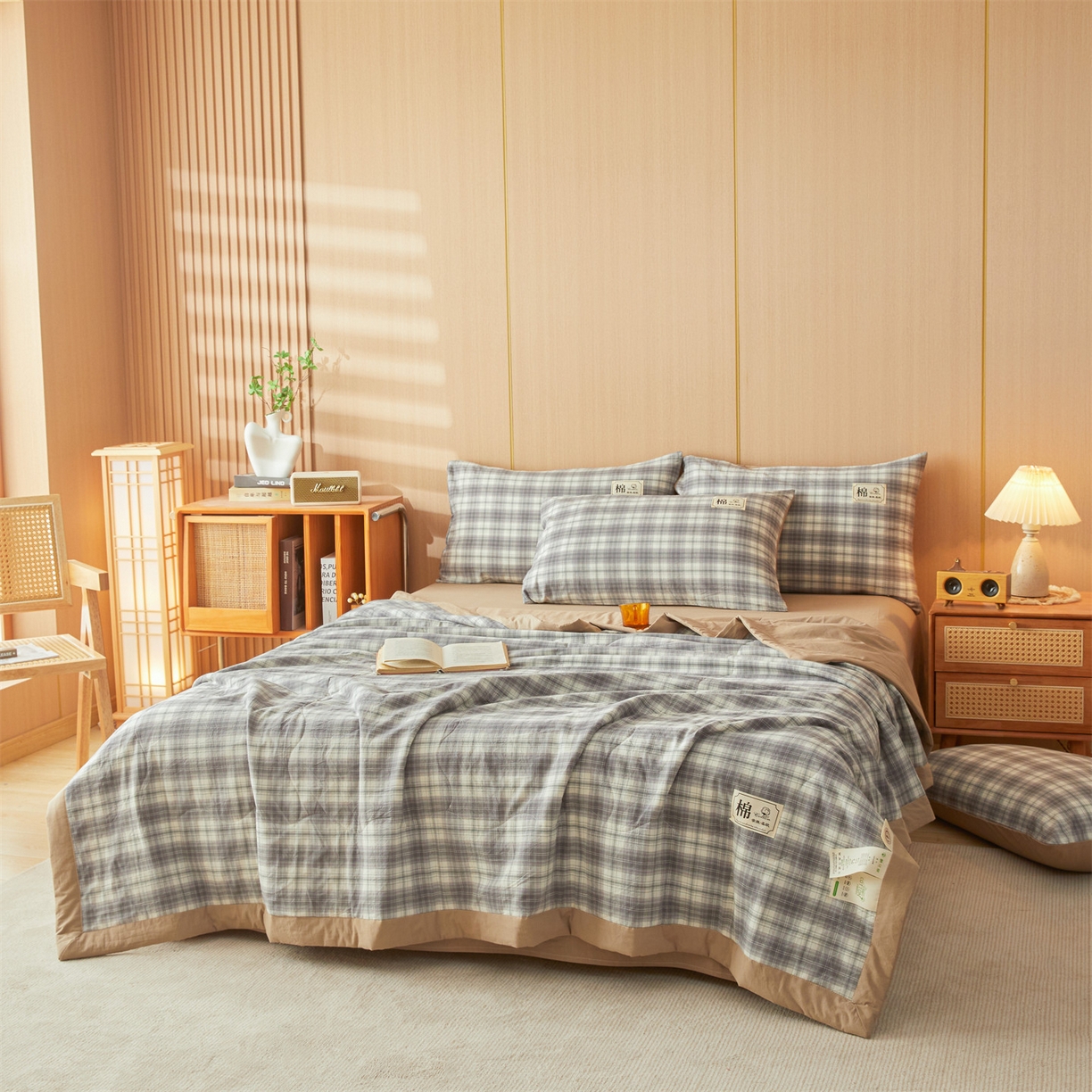 91家纺网 家纺一手货源 找家纺 招财星 2026新款国标无印风纯色100%新疆棉夏被夏凉被空调被棉花夏被棉花被子被芯爆款（含质检报告买家秀包检测） 格韵灰