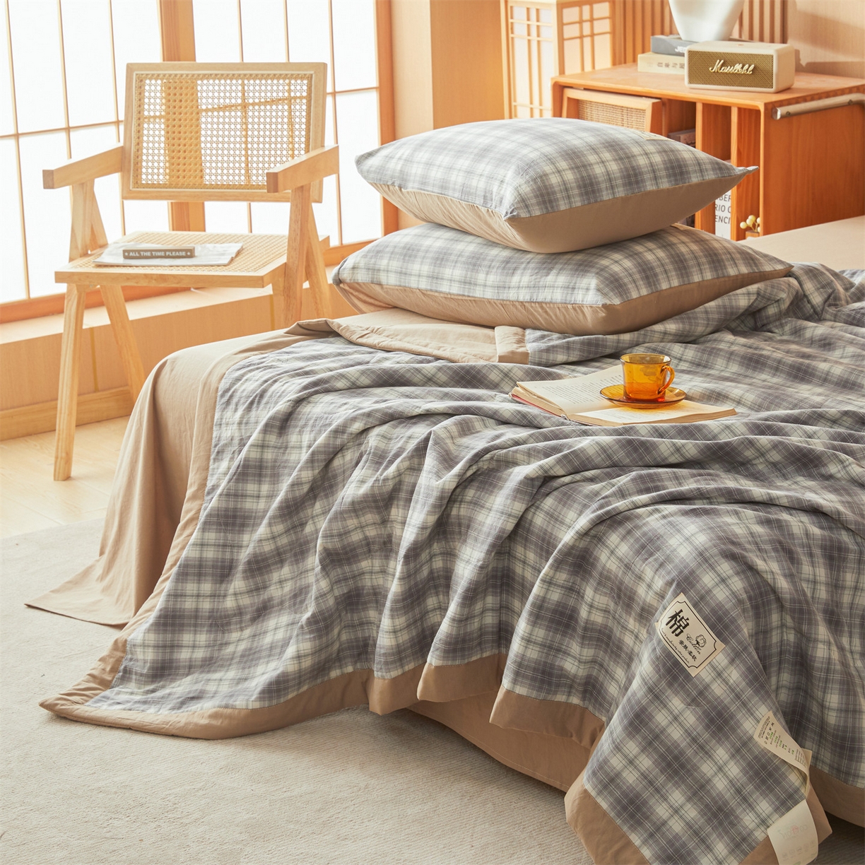 91家纺网 家纺一手货源 找家纺 招财星 2026新款国标无印风纯色100%新疆棉夏被夏凉被空调被棉花夏被棉花被子被芯爆款（含质检报告买家秀包检测） 格韵灰