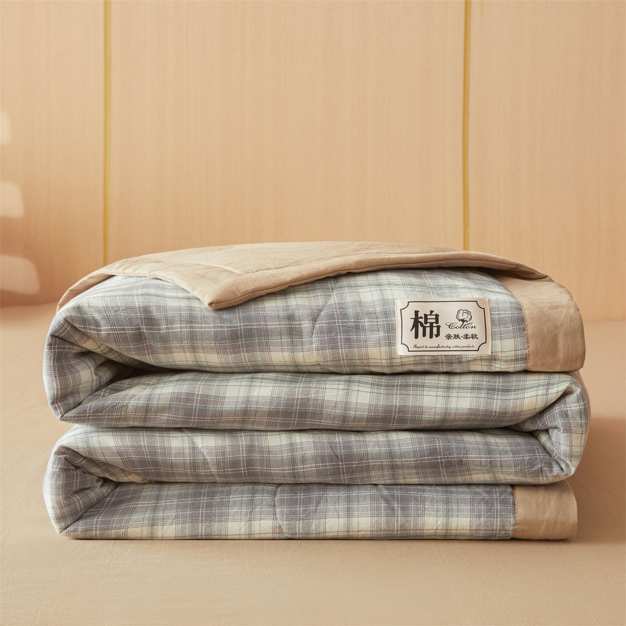 91家纺网 家纺一手货源 找家纺 招财星 2026新款国标无印风纯色100%新疆棉夏被夏凉被空调被棉花夏被棉花被子被芯爆款（含质检报告买家秀包检测） 格韵灰