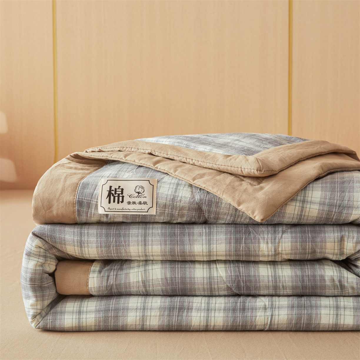 91家纺网 家纺一手货源 找家纺 招财星 2026新款国标无印风纯色100%新疆棉夏被夏凉被空调被棉花夏被棉花被子被芯爆款（含质检报告买家秀包检测） 格韵灰