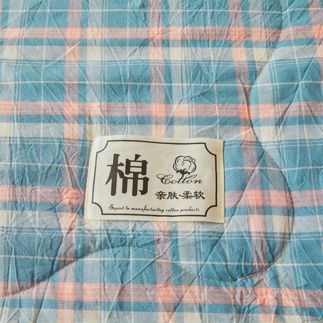 91家纺网 家纺一手货源 找家纺 招财星 2026新款国标无印风纯色100%新疆棉夏被夏凉被空调被棉花夏被棉花被子被芯爆款（含质检报告买家秀包检测） 格韵蓝粉