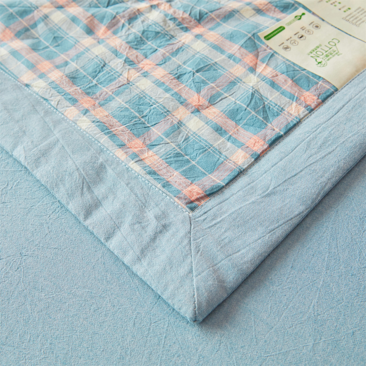 91家纺网 家纺一手货源 找家纺 招财星 2026新款国标无印风纯色100%新疆棉夏被夏凉被空调被棉花夏被棉花被子被芯爆款（含质检报告买家秀包检测） 格韵蓝粉