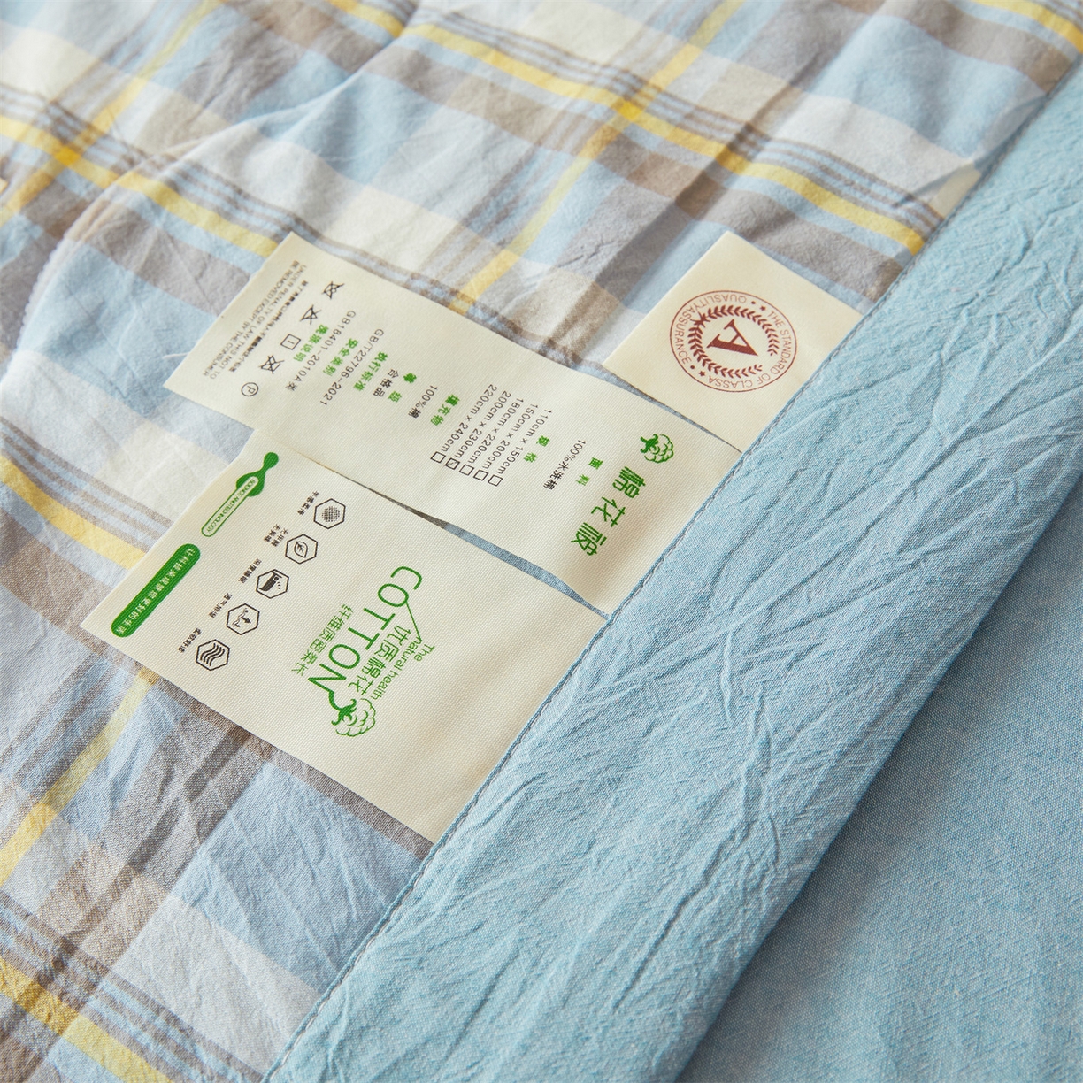 91家纺网 家纺一手货源 找家纺 招财星 2026新款国标无印风纯色100%新疆棉夏被夏凉被空调被棉花夏被棉花被子被芯爆款（含质检报告买家秀包检测） 格韵蓝灰