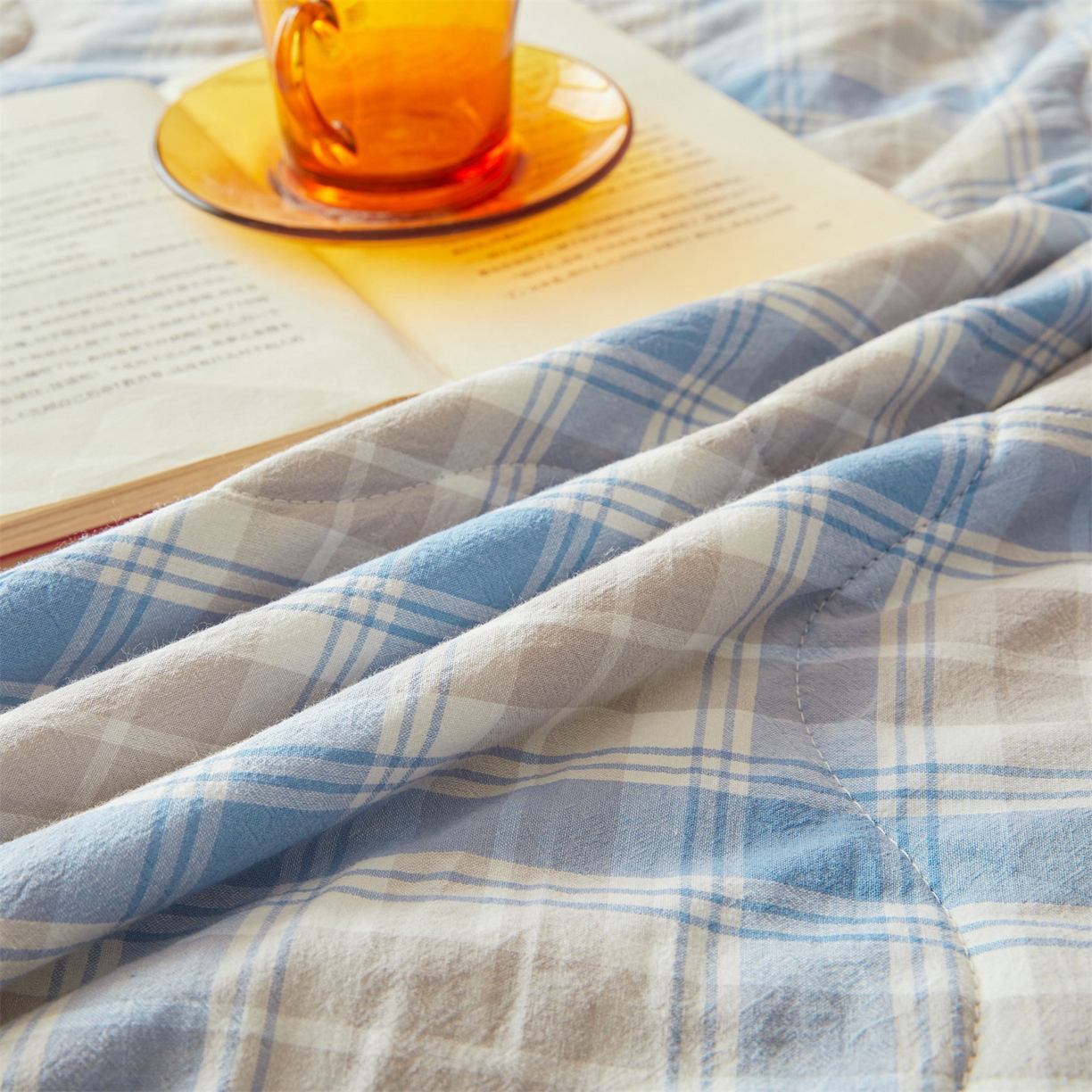 91家纺网 家纺一手货源 找家纺 招财星 2026新款国标无印风纯色100%新疆棉夏被夏凉被空调被棉花夏被棉花被子被芯爆款（含质检报告买家秀包检测） 蓝黄格