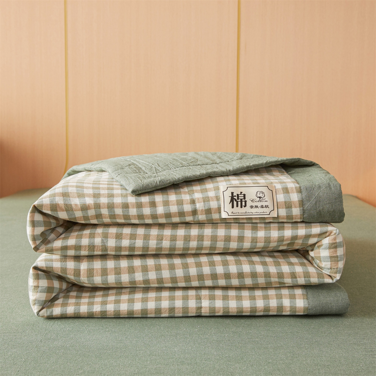 91家纺网 家纺一手货源 找家纺 招财星 2026新款国标无印风纯色100%新疆棉夏被夏凉被空调被棉花夏被棉花被子被芯爆款（含质检报告买家秀包检测） 绿小格