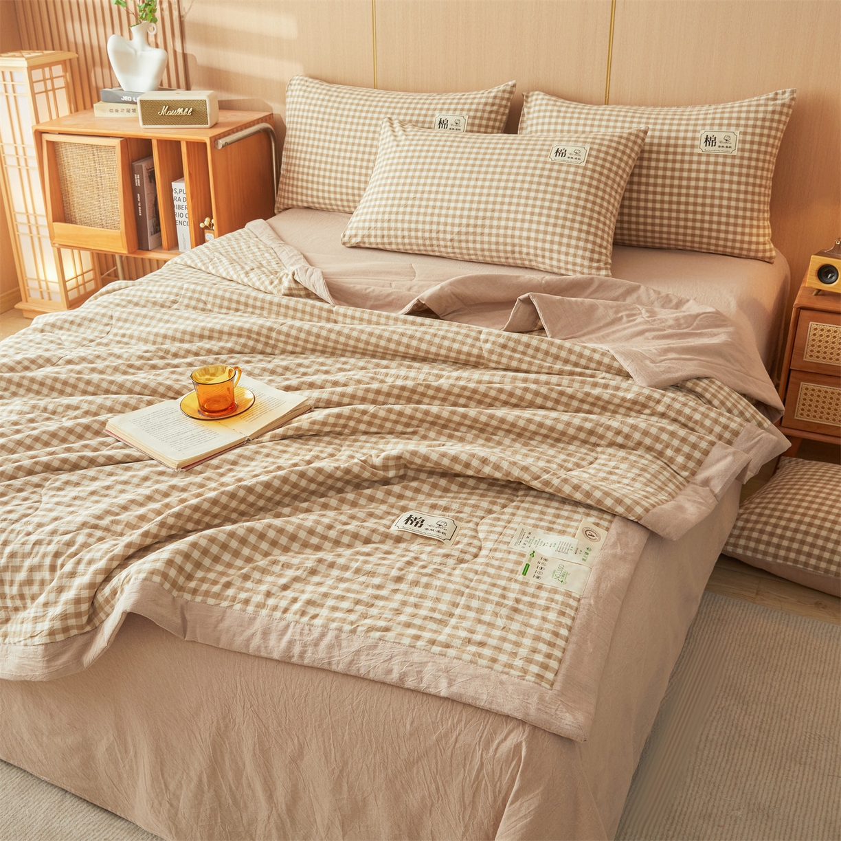 91家纺网 家纺一手货源 找家纺 招财星 2026新款国标无印风纯色100%新疆棉夏被夏凉被空调被棉花夏被棉花被子被芯爆款（含质检报告买家秀包检测） 米小格