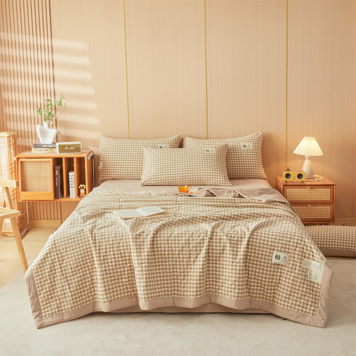 招财星 2026新款国标无印风纯色100%新疆棉夏被夏凉被空调被棉花夏被棉花被子被芯爆款（含质检报告买家秀包检测） 米小格