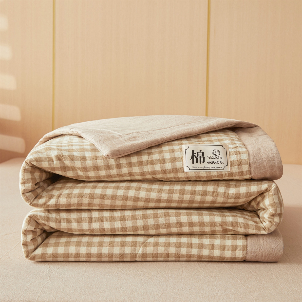 91家纺网 家纺一手货源 找家纺 招财星 2026新款国标无印风纯色100%新疆棉夏被夏凉被空调被棉花夏被棉花被子被芯爆款（含质检报告买家秀包检测） 米小格