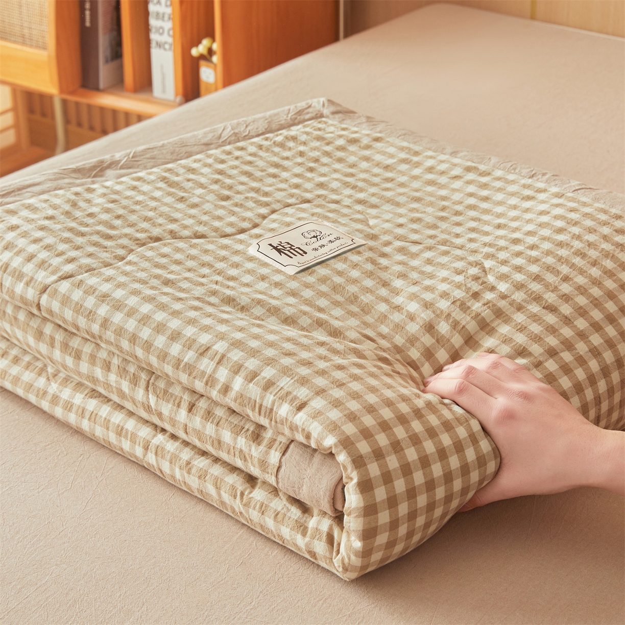 91家纺网 家纺一手货源 找家纺 招财星 2026新款国标无印风纯色100%新疆棉夏被夏凉被空调被棉花夏被棉花被子被芯爆款（含质检报告买家秀包检测） 米小格