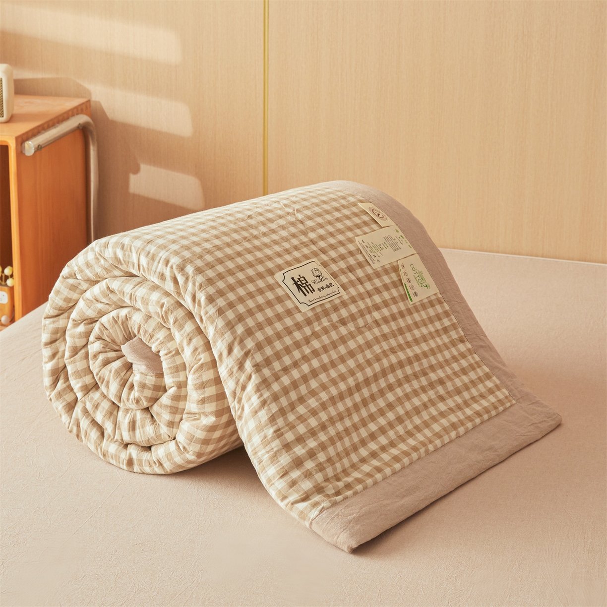 91家纺网 家纺一手货源 找家纺 招财星 2026新款国标无印风纯色100%新疆棉夏被夏凉被空调被棉花夏被棉花被子被芯爆款（含质检报告买家秀包检测） 米小格