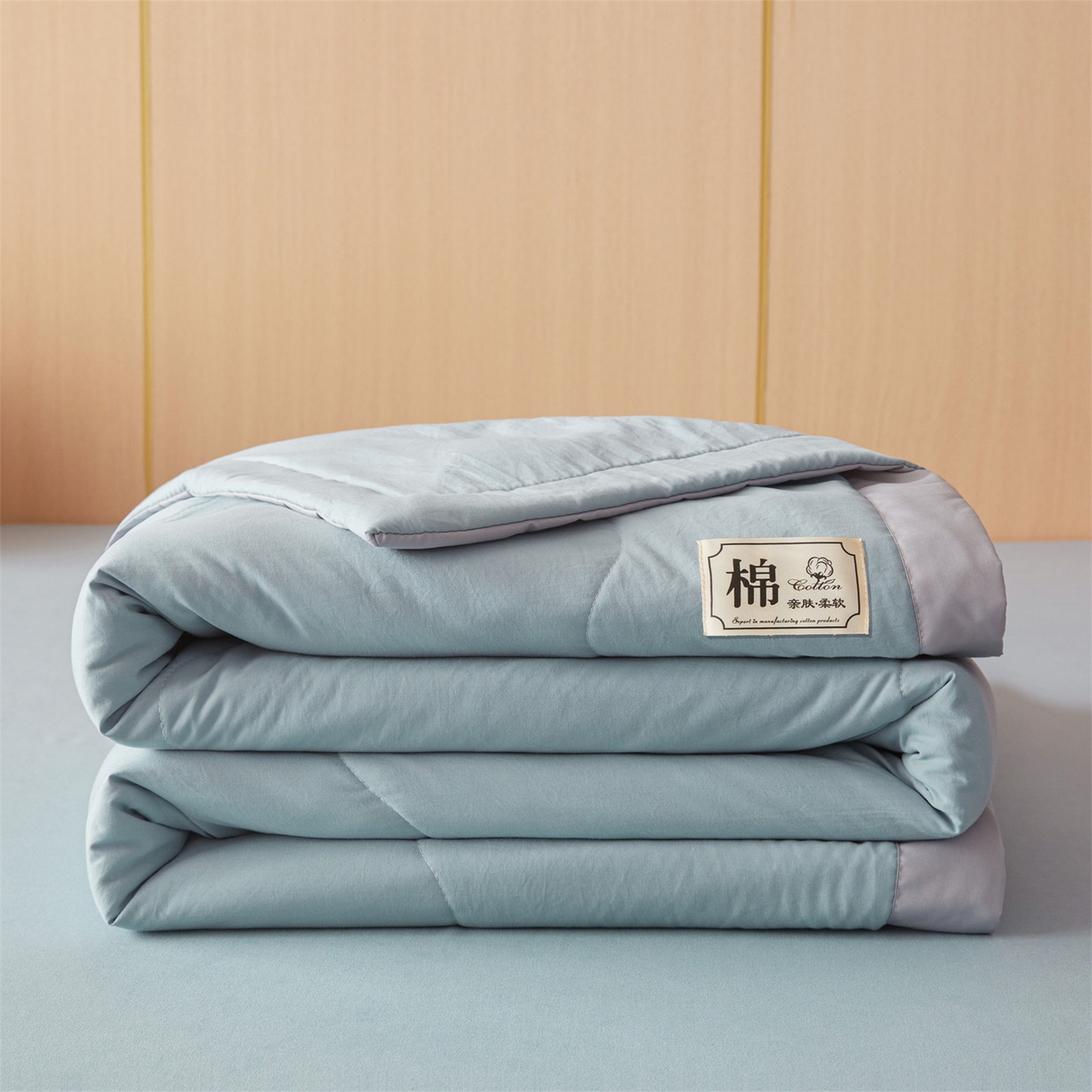 91家纺网 家纺一手货源 找家纺 招财星 2026新款国标无印风纯色100%新疆棉夏被夏凉被空调被棉花夏被棉花被子被芯爆款（含质检报告买家秀包检测） 清新蓝