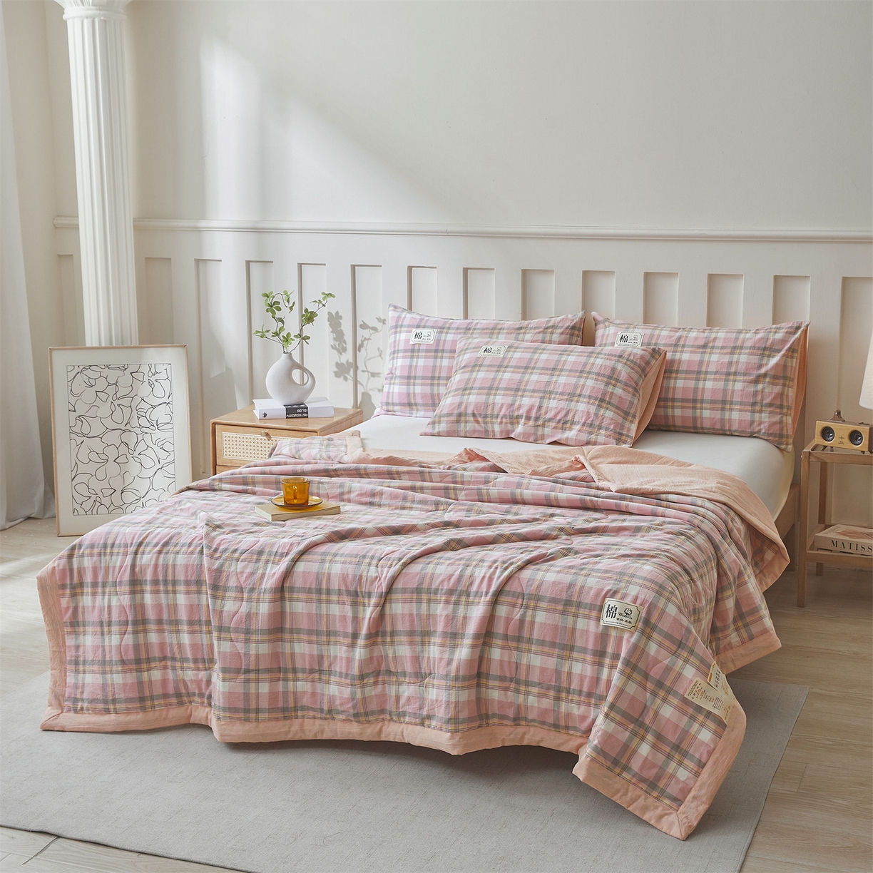 91家纺网 家纺一手货源 找家纺 招财星 2026新款国标无印风纯色100%新疆棉夏被夏凉被空调被棉花夏被棉花被子被芯爆款（含质检报告买家秀包检测） 雾粉格