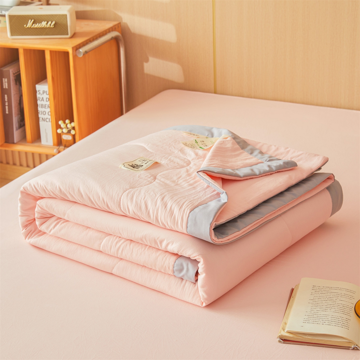 91家纺网 家纺一手货源 找家纺 招财星 2026新款国标无印风纯色100%新疆棉夏被夏凉被空调被棉花夏被棉花被子被芯爆款（含质检报告买家秀包检测） 香妃粉