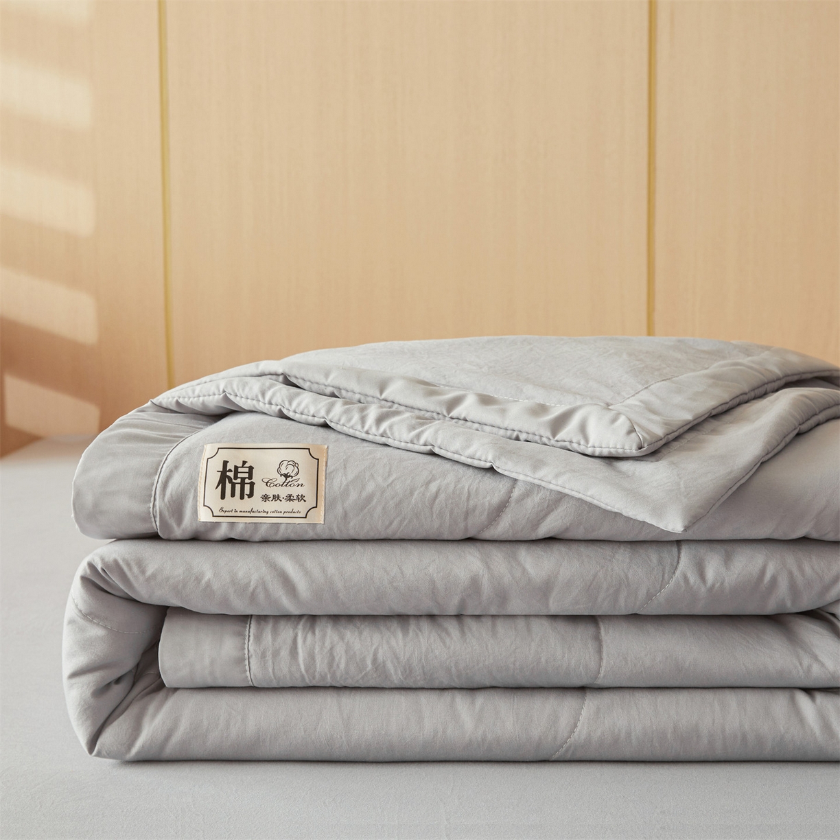 91家纺网 家纺一手货源 找家纺 招财星 2026新款国标无印风纯色100%新疆棉夏被夏凉被空调被棉花夏被棉花被子被芯爆款（含质检报告买家秀包检测） 星辰灰