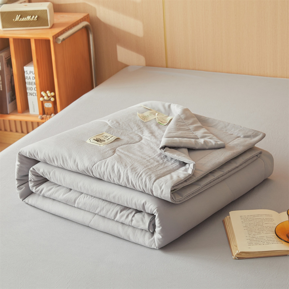 91家纺网 家纺一手货源 找家纺 招财星 2026新款国标无印风纯色100%新疆棉夏被夏凉被空调被棉花夏被棉花被子被芯爆款（含质检报告买家秀包检测） 星辰灰
