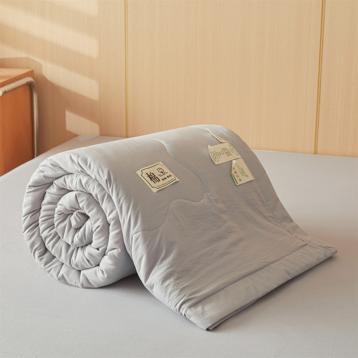 91家纺网 家纺一手货源 找家纺 招财星 2026新款国标无印风纯色100%新疆棉夏被夏凉被空调被棉花夏被棉花被子被芯爆款（含质检报告买家秀包检测） 星辰灰