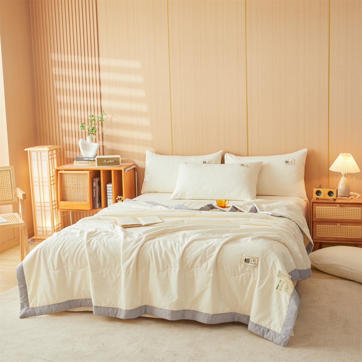 91家纺网 家纺一手货源 找家纺 招财星 2026新款国标无印风纯色100%新疆棉夏被夏凉被空调被棉花夏被棉花被子被芯爆款（含质检报告买家秀包检测） 云朵白