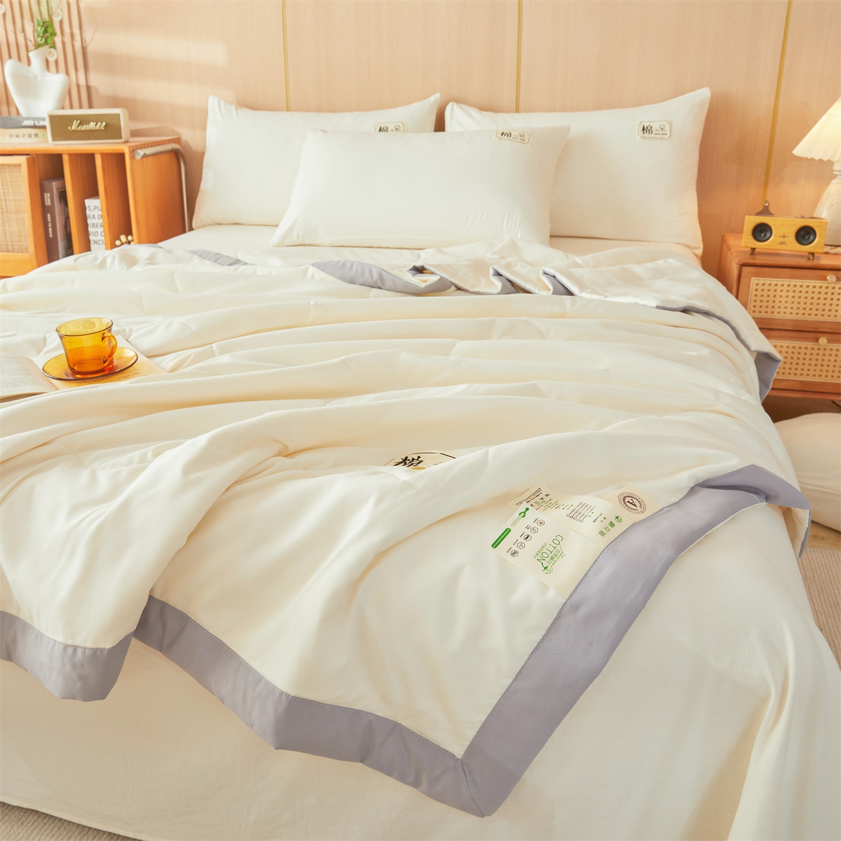 91家纺网 家纺一手货源 找家纺 招财星 2026新款国标无印风纯色100%新疆棉夏被夏凉被空调被棉花夏被棉花被子被芯爆款（含质检报告买家秀包检测） 云朵白