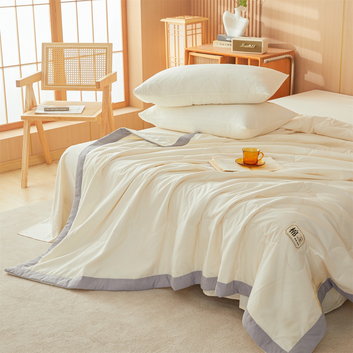 91家纺网 家纺一手货源 找家纺 招财星 2026新款国标无印风纯色100%新疆棉夏被夏凉被空调被棉花夏被棉花被子被芯爆款（含质检报告买家秀包检测） 云朵白