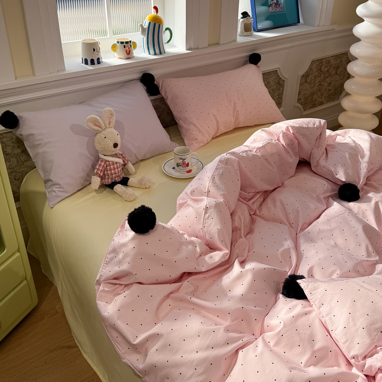 91家纺网 家纺一手货源 找家纺 （总）慕尚家纺 2026新款全棉纯棉水洗带球工艺四件套