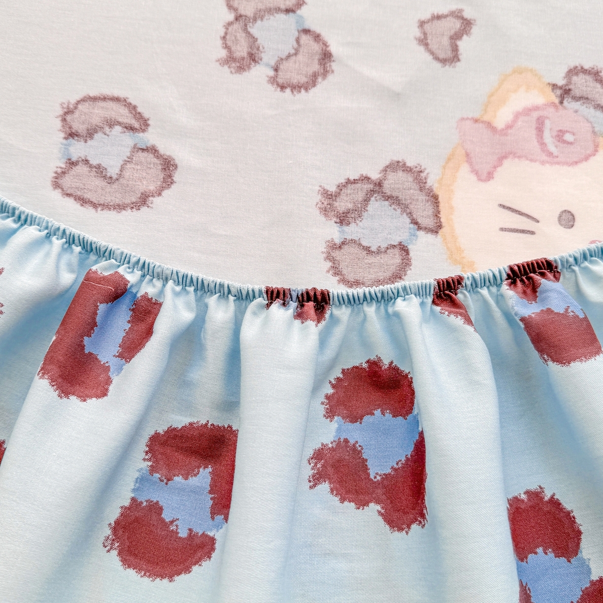 91家纺网 家纺一手货源 找家纺 博雅 2026新款全棉纯棉小卡通印花单床笠床笠单件 豹纹小猫-蓝