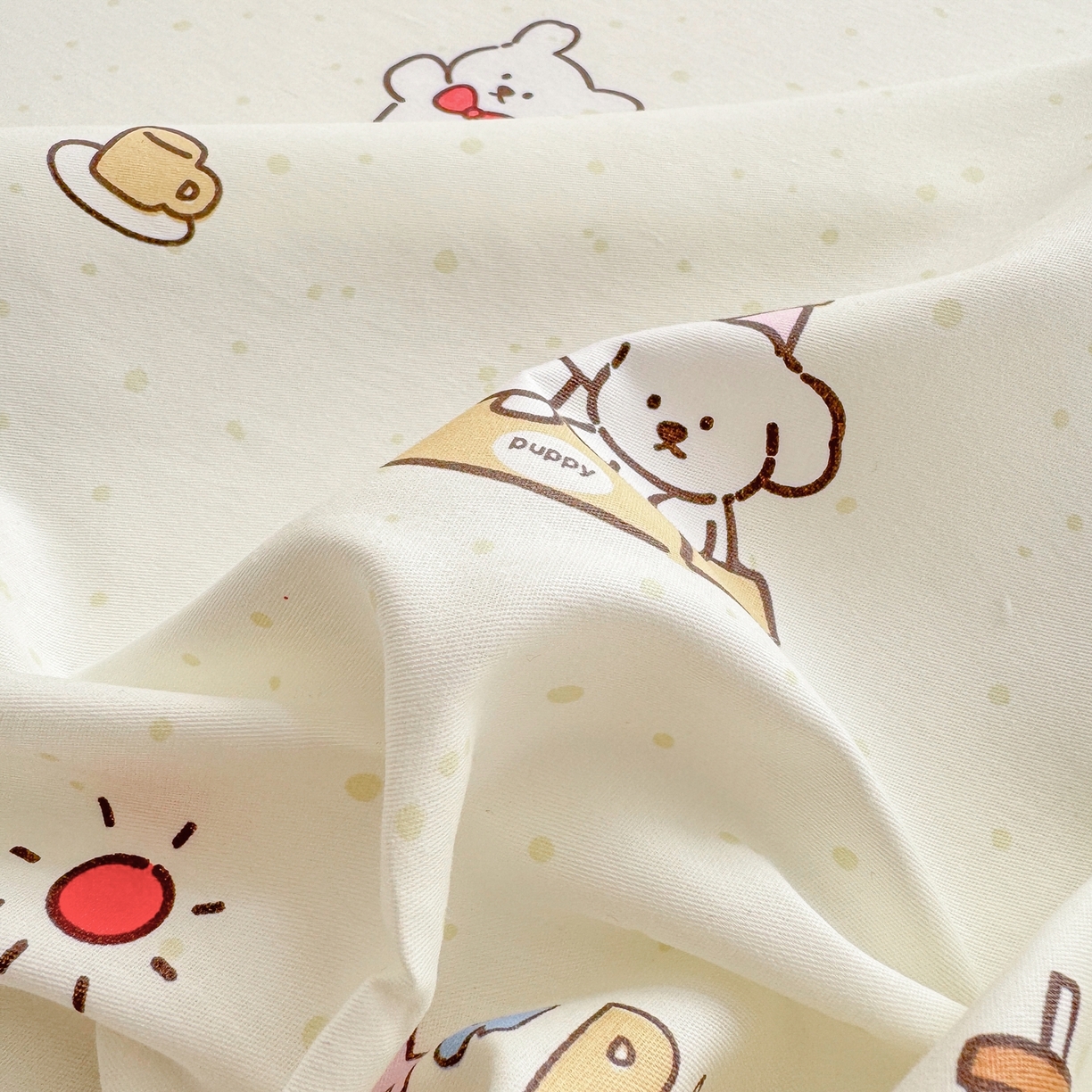 91家纺网 家纺一手货源 找家纺 博雅 2026新款全棉纯棉小卡通印花单床笠床笠单件 快乐汪星人