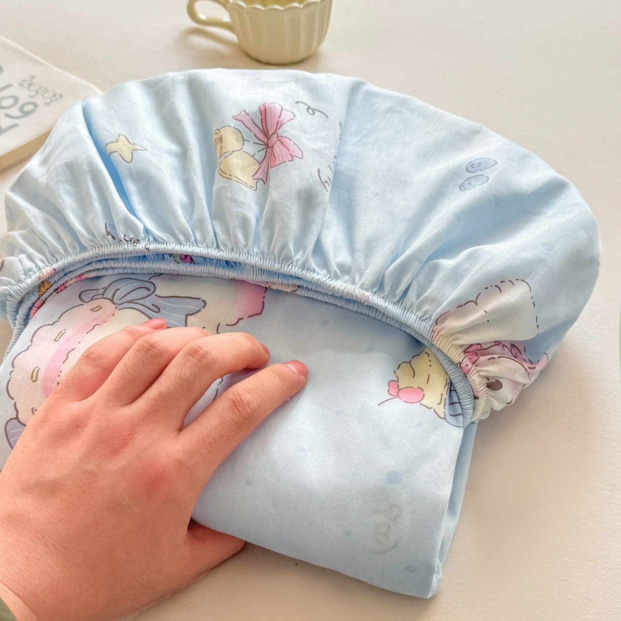 91家纺网 家纺一手货源 找家纺 博雅 2026新款全棉纯棉小卡通印花单床笠床笠单件 帽子甜心狗