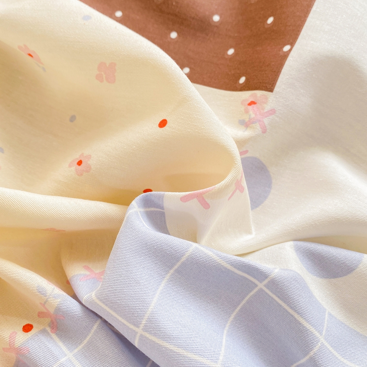 91家纺网 家纺一手货源 找家纺 博雅 2026新款全棉纯棉小卡通印花单床笠床笠单件 小版-咖格蝴蝶结喵