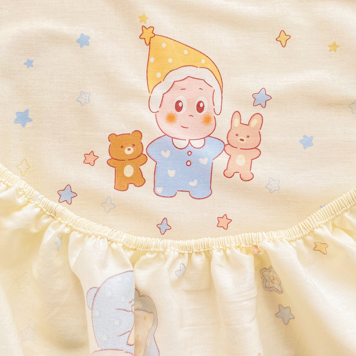 91家纺网 家纺一手货源 找家纺 博雅 2026新款全棉纯棉小卡通印花单床笠床笠单件 小版-可爱玩伴星星人