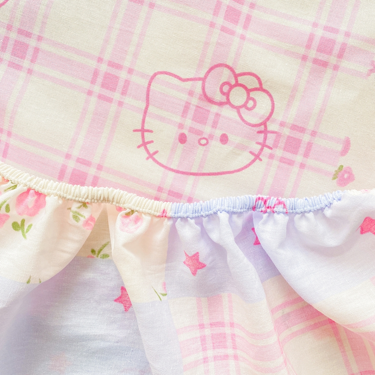 91家纺网 家纺一手货源 找家纺 博雅 2026新款全棉纯棉小卡通印花单床笠床笠单件 小版-梦幻格子喵