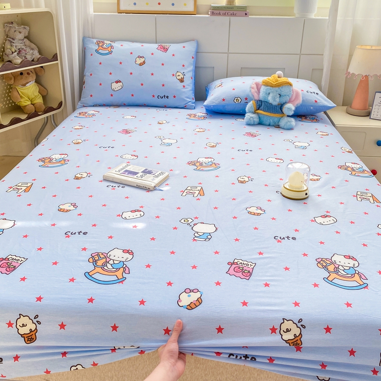 91家纺网 家纺一手货源 找家纺 博雅 2026新款全棉纯棉小卡通印花单床笠床笠单件 小版-木马星星喵