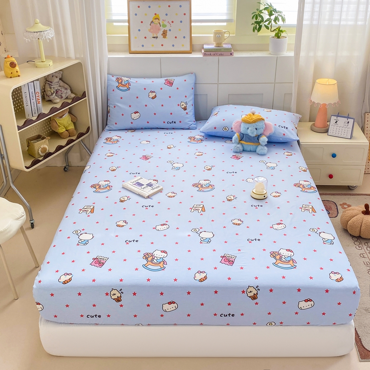 91家纺网 家纺一手货源 找家纺 博雅 2026新款全棉纯棉小卡通印花单床笠床笠单件 小版-木马星星喵