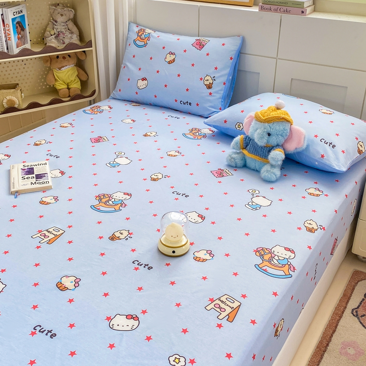 91家纺网 家纺一手货源 找家纺 博雅 2026新款全棉纯棉小卡通印花单床笠床笠单件 小版-木马星星喵