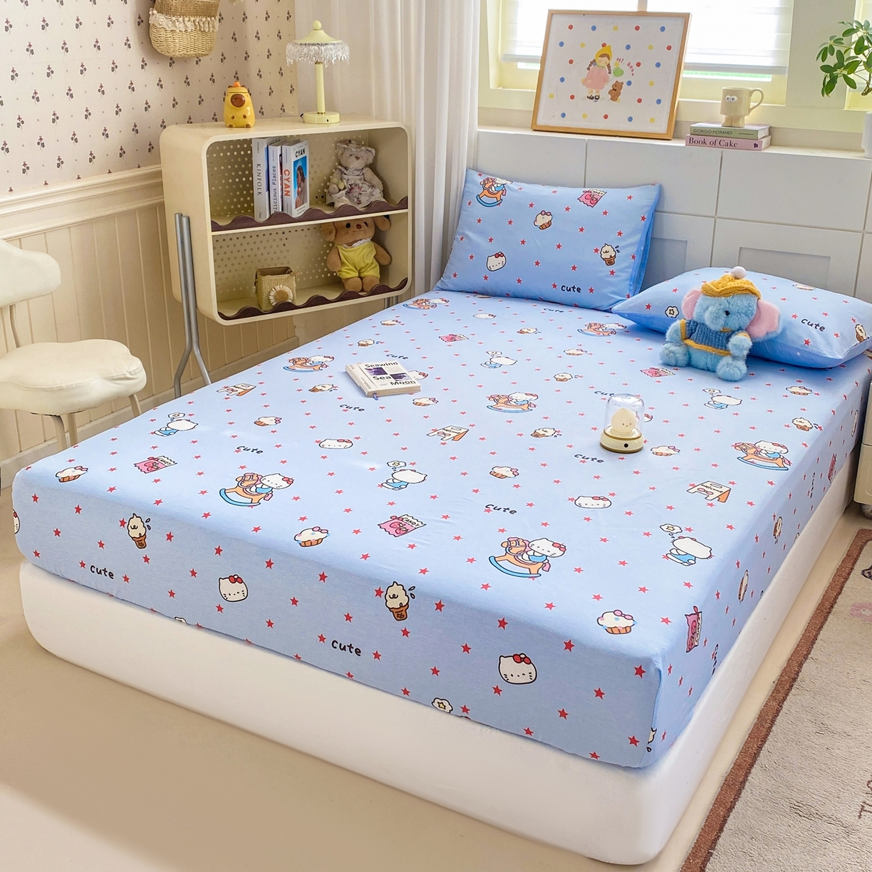91家纺网 家纺一手货源 找家纺 博雅 2026新款全棉纯棉小卡通印花单床笠床笠单件 小版-木马星星喵
