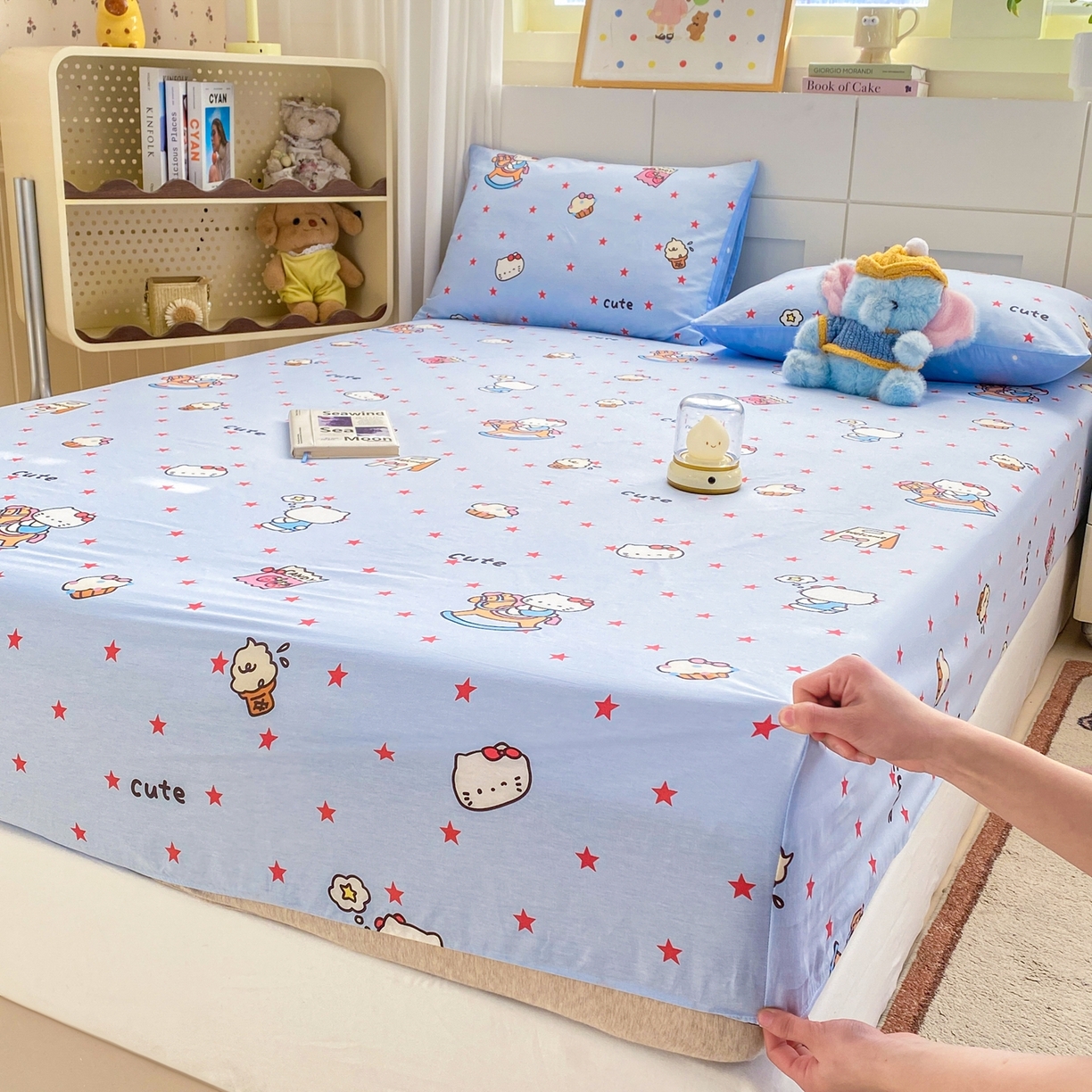 91家纺网 家纺一手货源 找家纺 博雅 2026新款全棉纯棉小卡通印花单床笠床笠单件 小版-木马星星喵